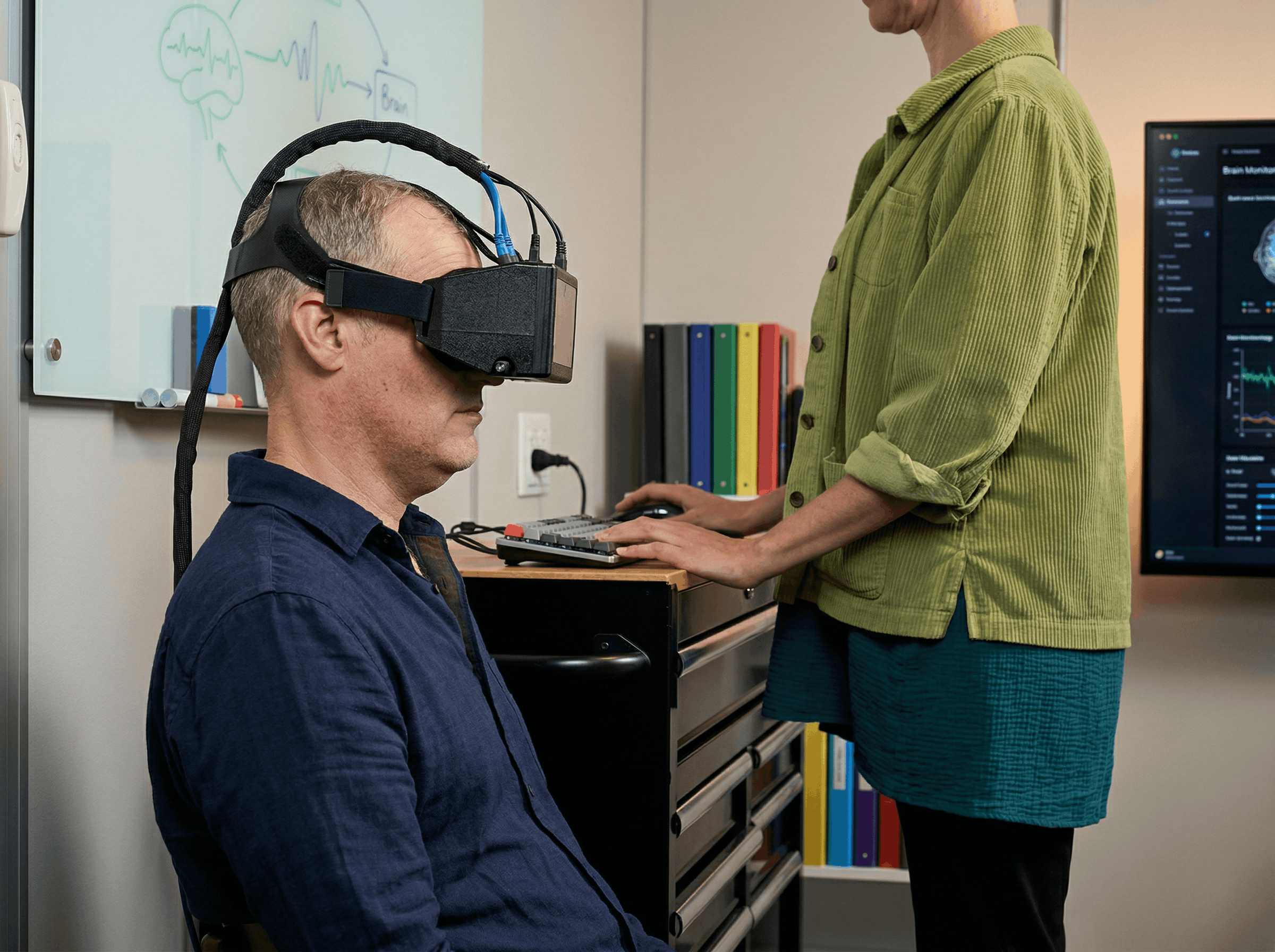 Patient undergoing video-oculography testing